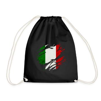 Italien Flagge - Turnbeutel - Schwarz - Vorne