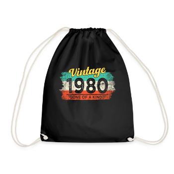 Vintage Jahrgang 1980 Retro 41 Jahre Geburtstag - Turnbeutel - Schwarz - Vorne