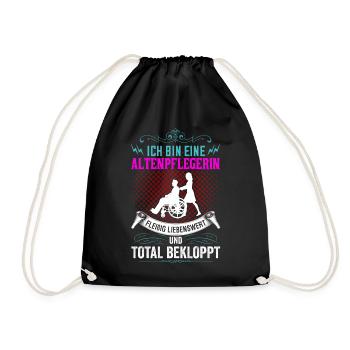 Altenpflegerin - Lustiges Pflege Shirt - Turnbeutel - Schwarz - Vorne