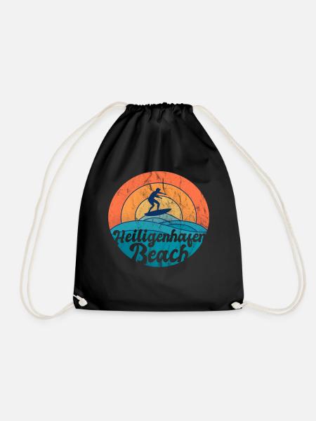 Heiligenhafen Strand Urlaub Souvenir Geschenk - Turnbeutel - Schwarz