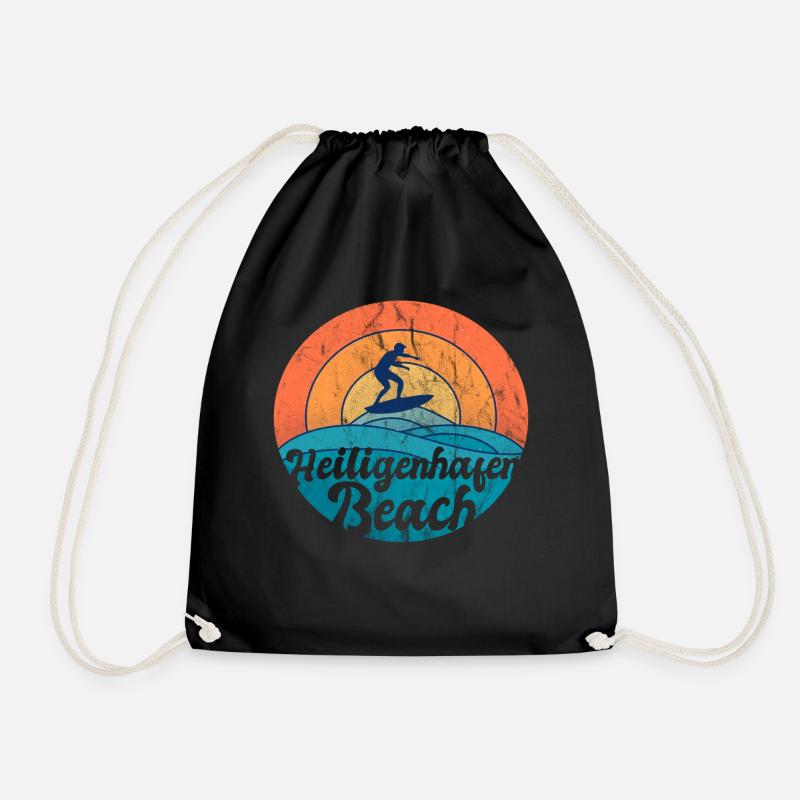 Heiligenhafen Strand Urlaub Souvenir Geschenk - Turnbeutel - Schwarz