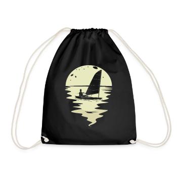 Sailing sailors ship yacht boat sailboat moon - Drawstring Bag - black - Front
