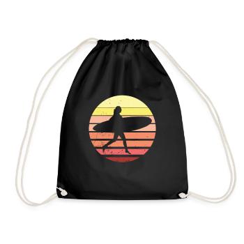 Surfergirl Vintage Surferin Surfern - Turnbeutel - Schwarz - Vorne