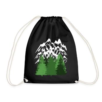 Mountain Forest Wilderness Mountains Nature Lovers Mountain - Drawstring Bag - black - Front
