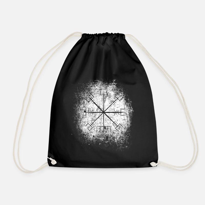 Vegvisir Wikinger-Kompass Runen Grunge - Turnbeutel - Schwarz