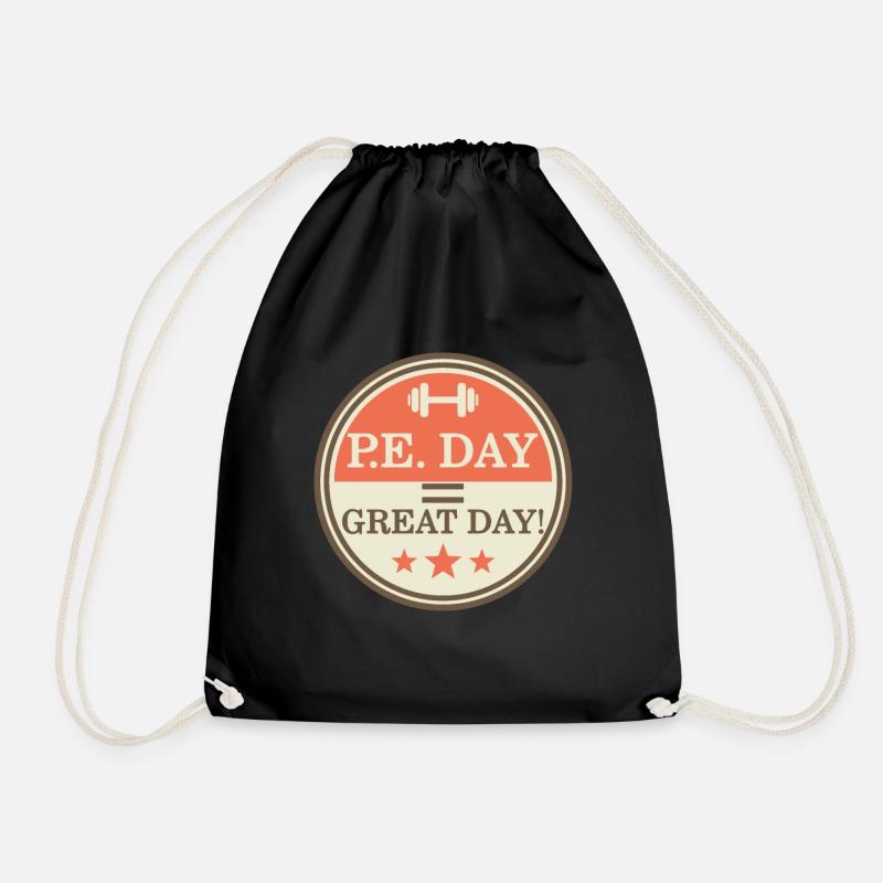 PE DAY = GROSSER Tag PE Sportunterricht - Turnbeutel - Schwarz