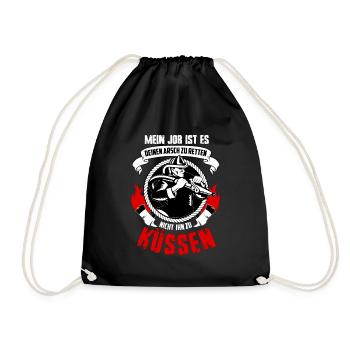Lustiger Feuerwehrmann Spruch Feuerwehr Geschenk - Turnbeutel - Schwarz - Vorne