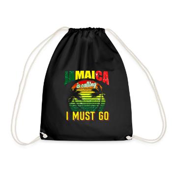 Jamaica Flag Caribbean Rasta Holiday Gift - Drawstring Bag - black - Front
