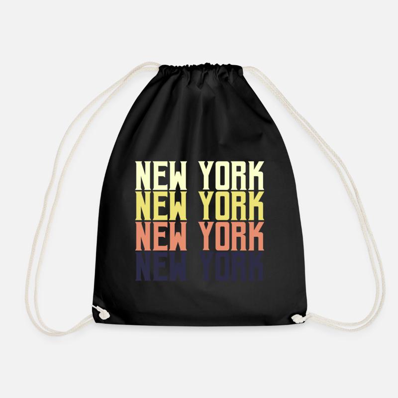 new York - Drawstring Bag - black