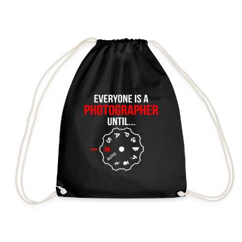 Photographer Gift Camera Manual Aperture Time Fot - Drawstring Bag - black - Front