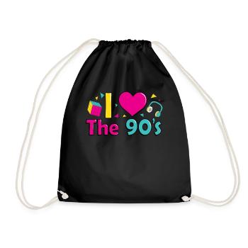 T-shirt de fête de coeur tenue rétro des années 90 - Sac de sport léger - noir - Devant
