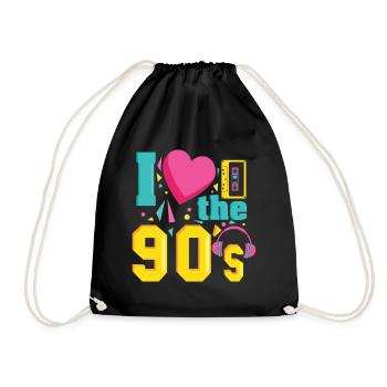 T-shirt de fête de coeur tenue rétro des années 90 - Sac de sport léger - noir - Devant