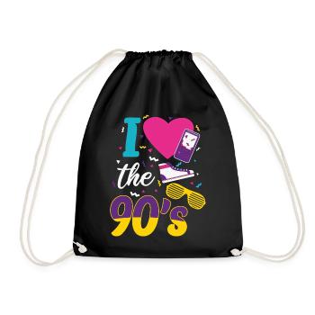 T-shirt de fête de coeur tenue rétro des années 90 - Sac de sport léger - noir - Devant