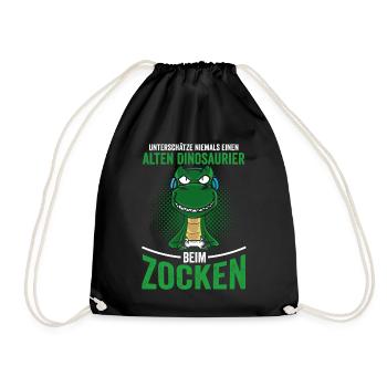 Zocker Opa Papa Dinosaurier gamer - Turnbeutel - Schwarz - Vorne