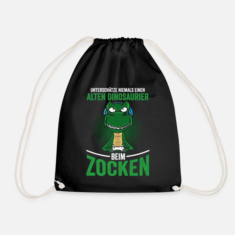 Zocker Opa Papa Dinosaurier gamer - Turnbeutel - Schwarz