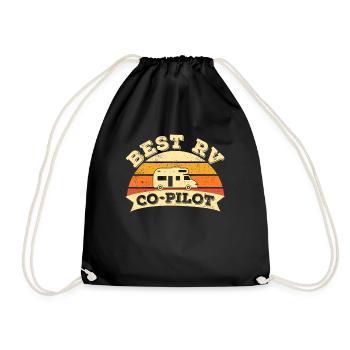 RV camper caravan RV co-pilot - Drawstring Bag - black - Front