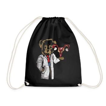 Gynecologist dog - Drawstring Bag - black - Front