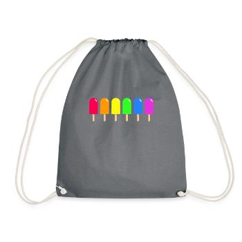 Regenbogen Eis Popsicle - LGBT CSD - Turnbeutel - Grau - Vorne