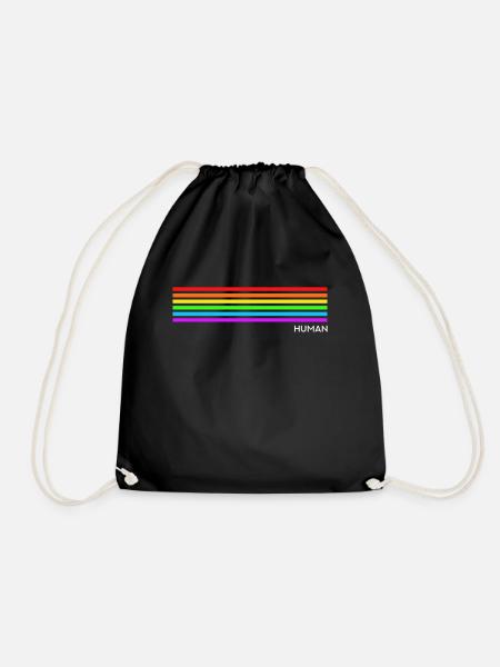 Human - Regenbogen LGBT CSD - Turnbeutel - Schwarz
