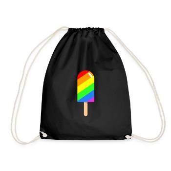 Ice cream Popsicle - Rainbow LGBT CSD - Drawstring Bag - black - Front