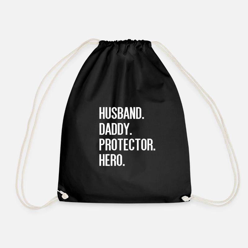 HUSBAND DADDY PROTECTOR HERO - Drawstring Bag - black