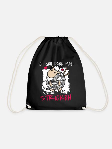Lustiges Ich Geh Dann Mal Stricken Schaf Geschenk - Turnbeutel - Schwarz