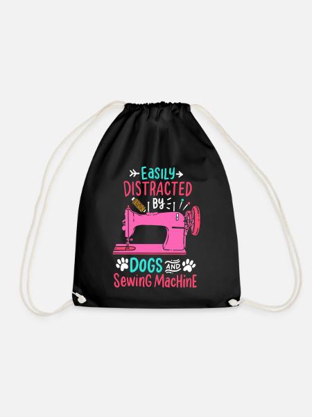 Sewing seamstress sewing machine seamstress - Drawstring Bag - black