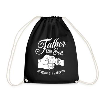 father and son - Drawstring Bag - black - Front