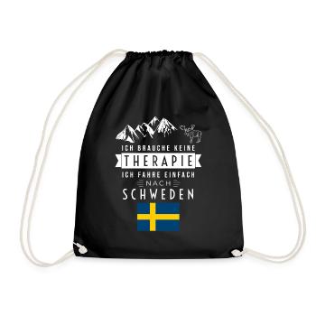 Ich brauche keine Therapie Schweden Spruch - Turnbeutel - Schwarz - Vorne