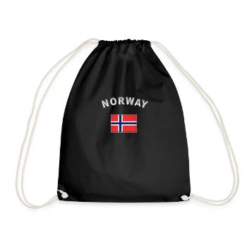 Norway Norwegian flag flag - Drawstring Bag - black - Front