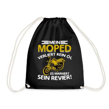 Mofa Moped Motorrad Roller Geschenkidee - Turnbeutel - Schwarz - Vorne