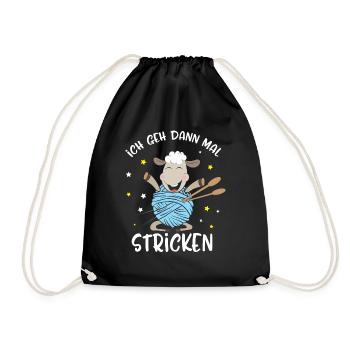 Lustiges Ich Geh Dann Mal Stricken Schaf Geschenk - Turnbeutel - Schwarz - Vorne