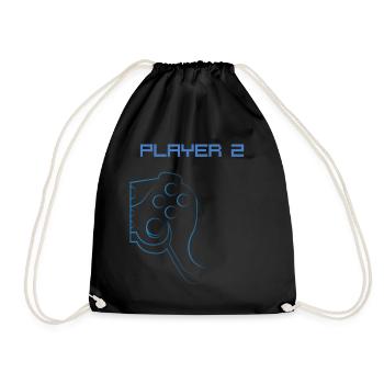 Player 2 partner look dad son gamer - Drawstring Bag - black - Front