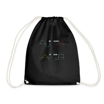 Synthesizer Analog Drumsounds Audio Waveform - Drawstring Bag - black - Front