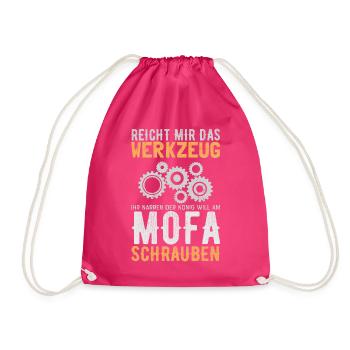 Mofa Werkzeug Spruch - Moped Simson Geschenkidee - Turnbeutel - Fuchsia - Vorne