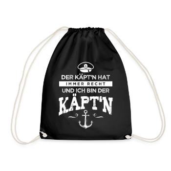 Kapitän Lustiger Spruch Captain Käpt'n Segeln Boot - Turnbeutel - Schwarz - Vorne