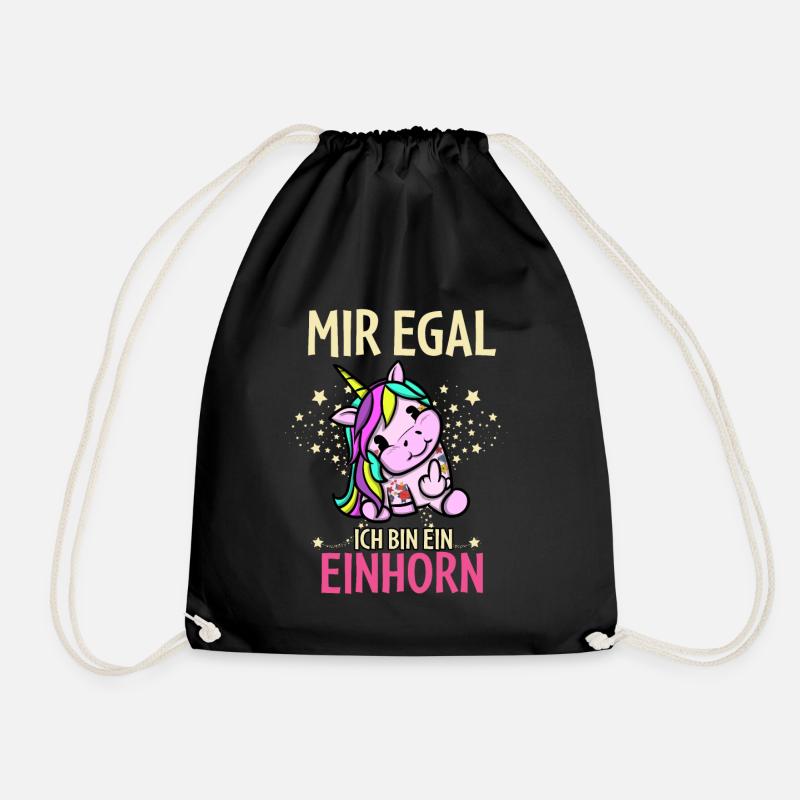 Mir Egal Ich Bin Ein Einhorn - Turnbeutel - Schwarz