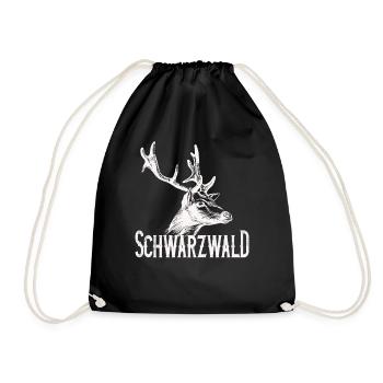 Schwarzwald Heimat mit Hirsch - Turnbeutel - Schwarz - Vorne