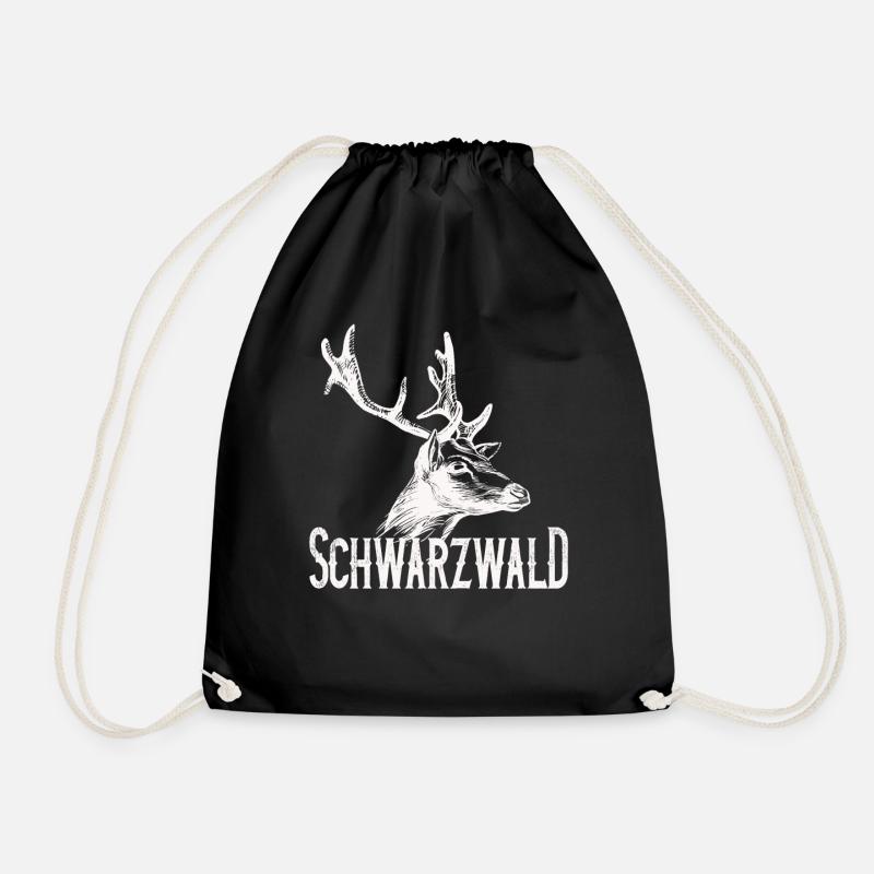 Schwarzwald Heimat mit Hirsch - Turnbeutel - Schwarz