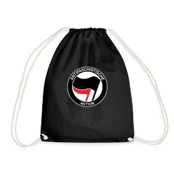 Antifaschistische Aktion Antifa Antifaschist - Turnbeutel - Schwarz - Vorne