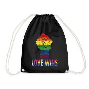 Love Wins Gay Pride - Drawstring Bag - black - Front