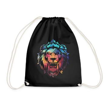 Lion coloré rugissant - Sac de sport léger - noir - Devant