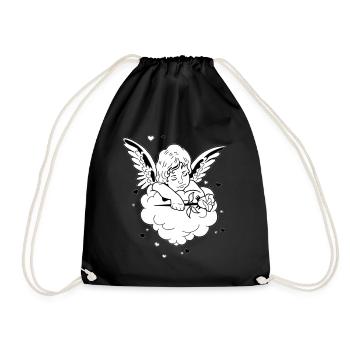 Doux mignon ange rose fleur aile nuages - Sac de sport léger - noir - Devant
