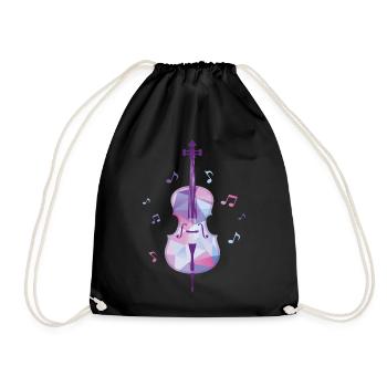 Violin violin polygon music notes classical music - Drawstring Bag - black - Front