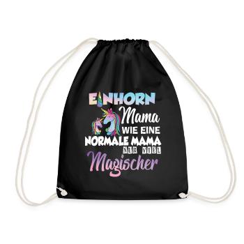Einhorn Mama Mutter Muttertag - Turnbeutel - Schwarz - Vorne