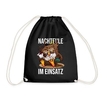 Nachteule Im Einsatz Müde Eule Nachtmensch - Turnbeutel - Schwarz - Vorne