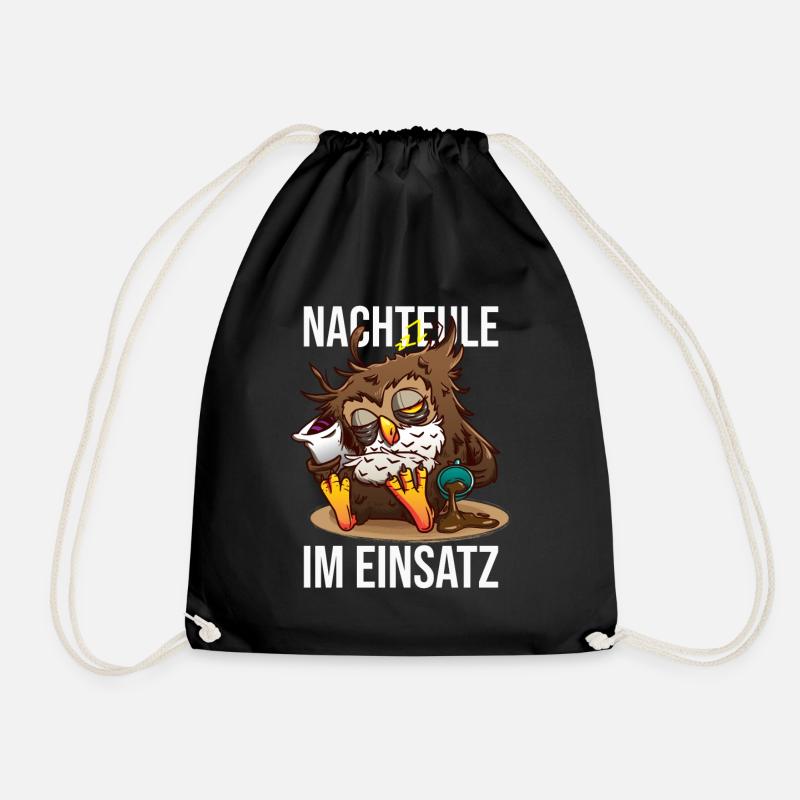 Nachteule Im Einsatz Müde Eule Nachtmensch - Turnbeutel - Schwarz