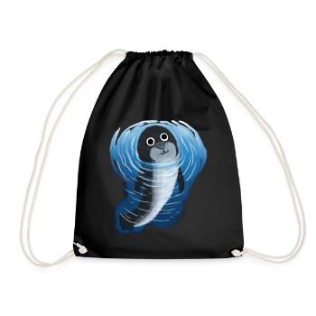 Seal seal marine animals underwater Children - Drawstring Bag - black - Front