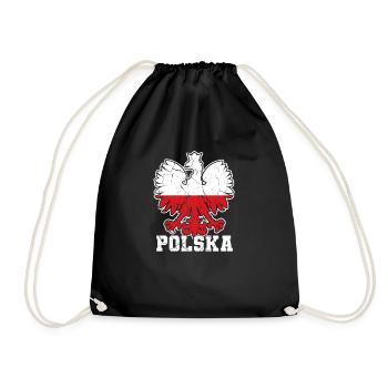 Polska Polish eagle Polish coat of arms Poland - Drawstring Bag - black - Front