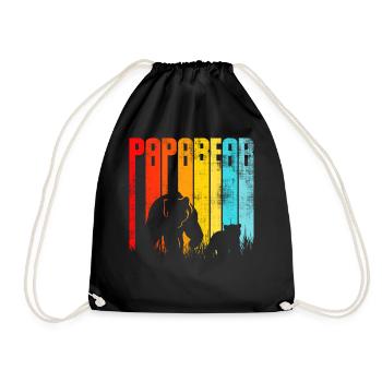 PAPA Rainbow Bear Silhouette - Drawstring Bag - black - Front